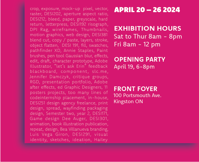 Close up of text on a bright pink poster