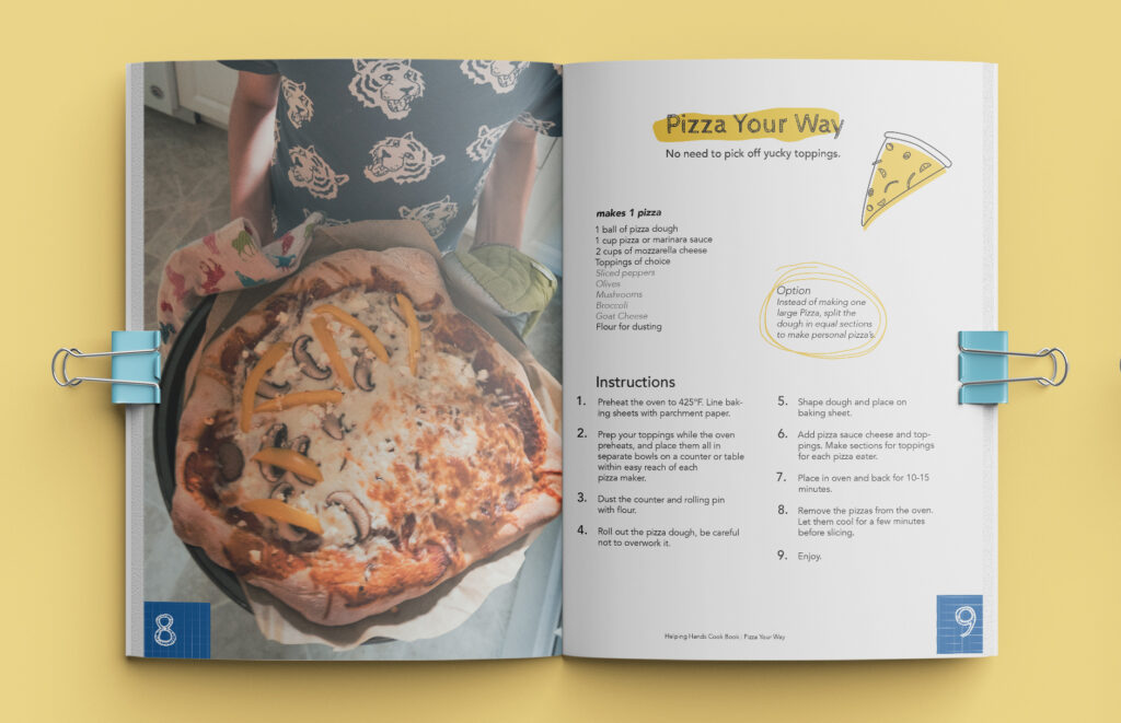 cookbook open on a yellow background