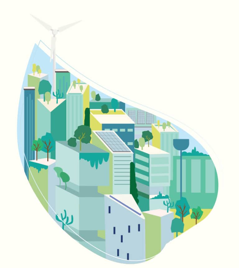Green city roof top view illustration