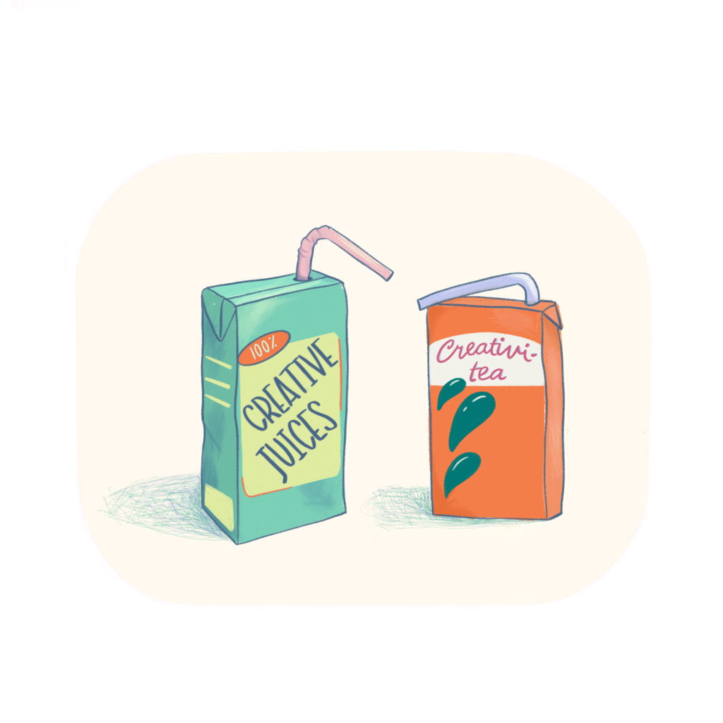 Two drink boxes illustrations creative juices