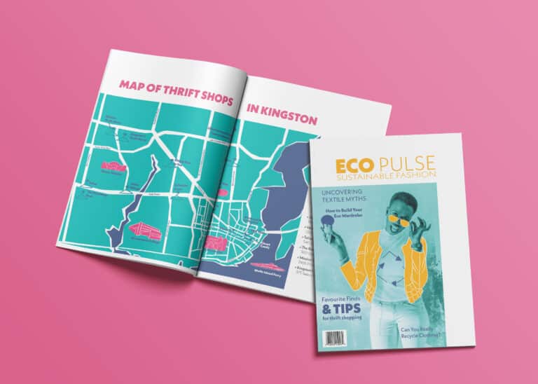two magazines, one open to a spread of a map they other is closed showing the front